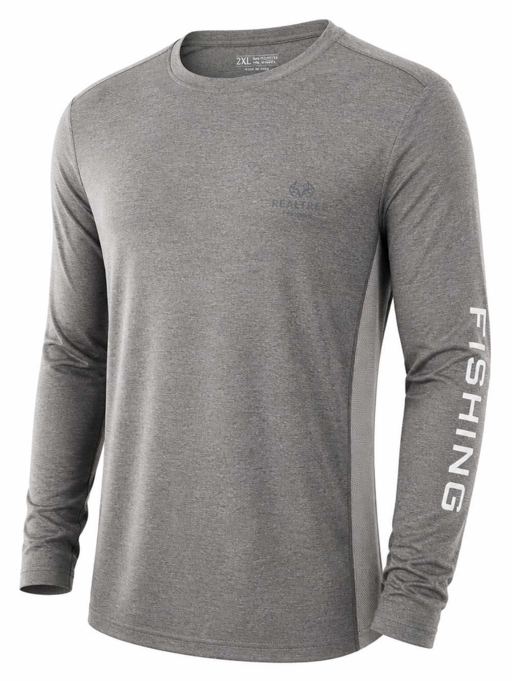 Men's Gray Long-Sleeve Swim Rash Guard - Fishing Print